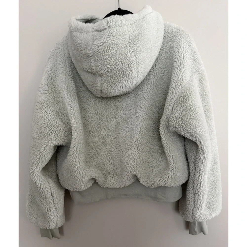 Alo Yoga Streetside Half Zip Sherpa Hoodie Pullover Light Green Women's Medium
